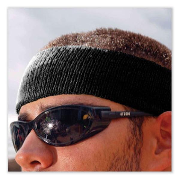 Chill-Its 6550 Head Terry Cloth Sweatband, Cotton Terry, One Size Fits Most, Black