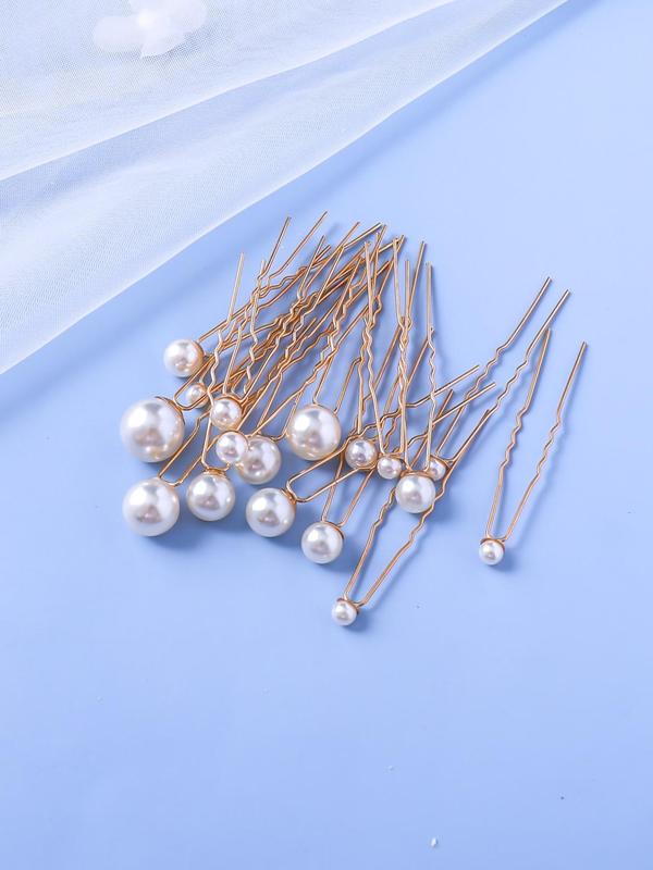 18pcs Faux Pearl Decorated Hair Pin, Elegant Wedding Hair Accessories for Bridesmaid, Bridal Headwear Jewelry