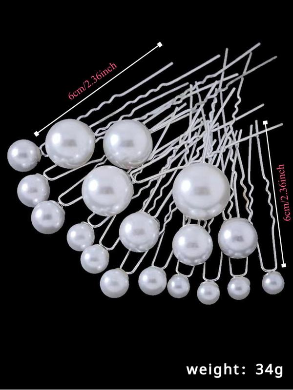 18pcs Faux Pearl Decorated Hair Pin, Elegant Wedding Hair Accessories for Bridesmaid, Bridal Headwear Jewelry