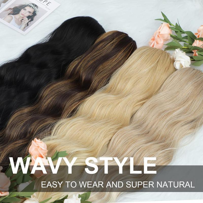 Iridescent Ponytail Hair Extension Drawstring Ponytail Extension for Women Long Body Wavy Curly 26 Inch Clip in Ponytail Extensions Synthetic Heat Resistant Ponytail Extension