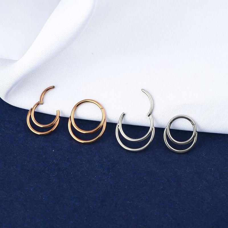 16G Paved Double Loop Hinged Septum Clicker Septum Nose Ring