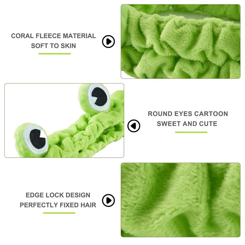 Green Frog Eye Elastic Headband - Versatile for Spa, Skincare, Makeup, Face Wash, Fun Gift for Women (1 Pack)