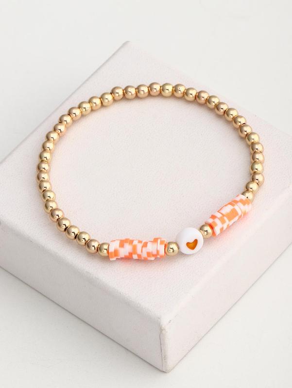 Women' Heart Decor Bead Bracelet & Love Bracelet, Fashionable Bf & Gf & Friendship Matching Bracelet, Fashion All-match Jewelry for Girlfriends