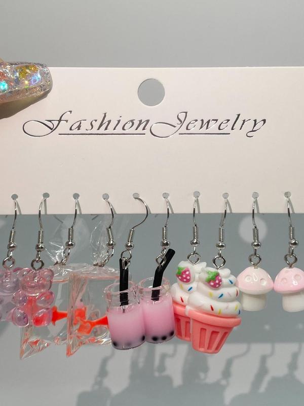 Cute Cartoon Food & Drink Design Dangle Earrings, Fashion Jewelry for Party, Daily Clothing Decor, Trendy All-match & Exquisite Jewelry for Birthday Gift