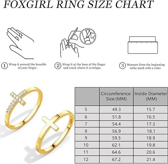 Cross Gold Rings for Women Girls, Dainty Trendy Stackable Ring  Gold  Thin Cz Cross Finger Rings for Women Non Tarnish Simple Statement Rings Wedding Bands  Size 5-10