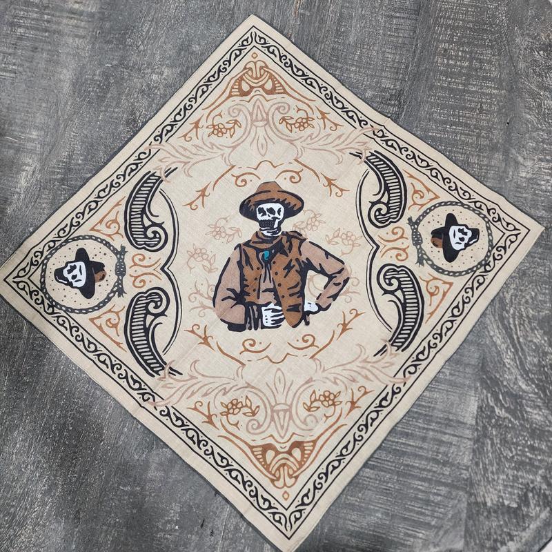 Country Western Scarf Rag Wild Cowboy Skeleton