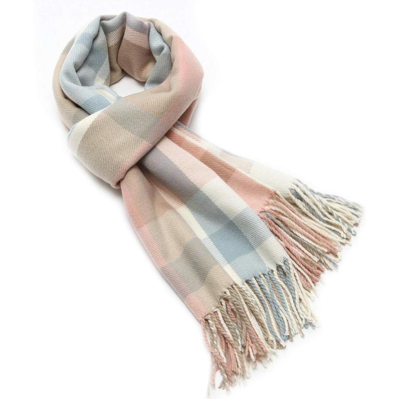 Women's Long Plaid Blanket Scarf Chunky Oversized Winter Fall Warm Scarf Big Tartan Scarves Wrap Shawl Ladies Gifts