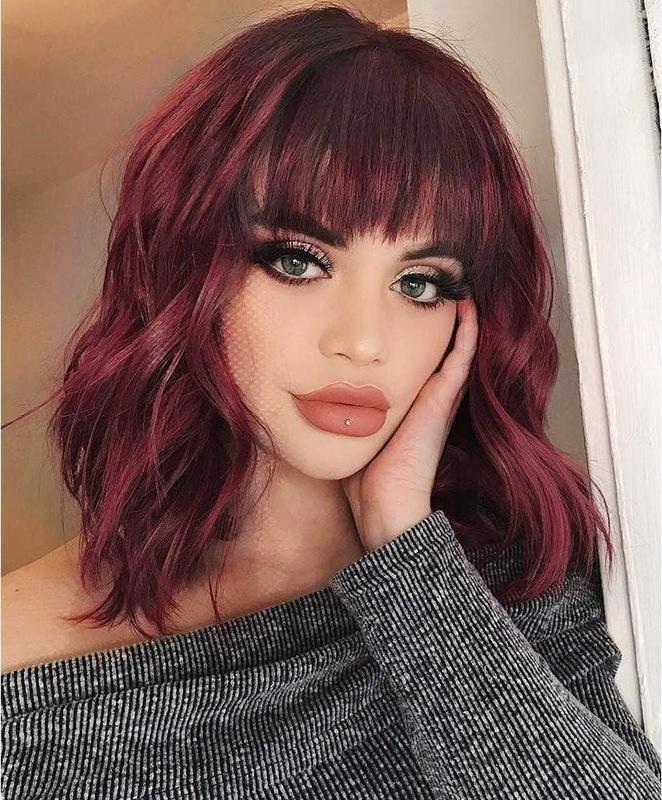 Ombre Brown mixed Blonde Curly Bob Wig with Bangs Short Wavy Color Wigs for Women Bob Style Synthetic Heat Resistant Bob Wigs