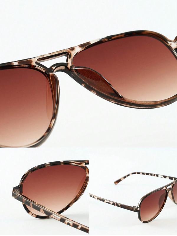 Women's Vintage Leopard Pattern Sunglasses, Trendy Casual Oval Frame Sunglasses for Everyday Use, Fashion Accessories for Outdoor Activities