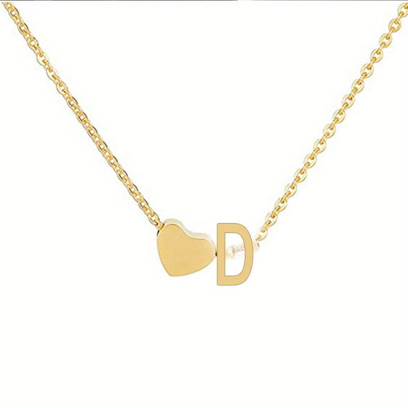 Alphabet Necklace 2 PCs Set, Initial Letter Necklace & Bracelet Suit, A- Z, Simple 26 Letter Heart Shaped Love Pendant Bracelet Clavicle Chain, Suitable for Women Girl Family Sister Friend Gift, Christmas Birthdays and Valentine's Days Thanksgiving Day