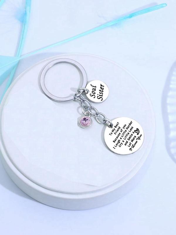 Soul Sister Letter Pattern Keychain, Cute Stainless Steel Keychain for Women & Girls, Fashion Accessories for Daily Use, Birthday and Christmas Gifts