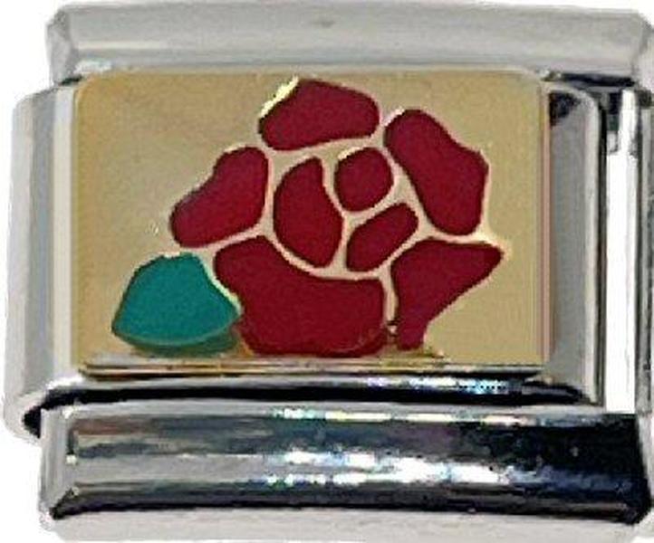 Italian Charm Link Red Rose 9mm