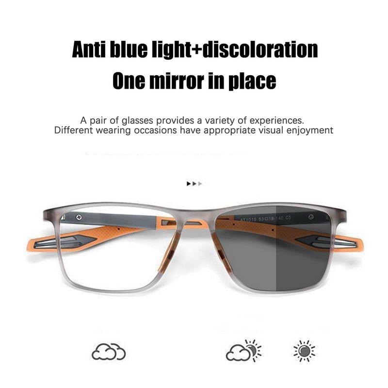 1pc Men's Photochromic Lens Multifocal Glasses, Dual-use Sports Non-slip Glasses +1.0 To +4.0, Ideal choice for Gifts