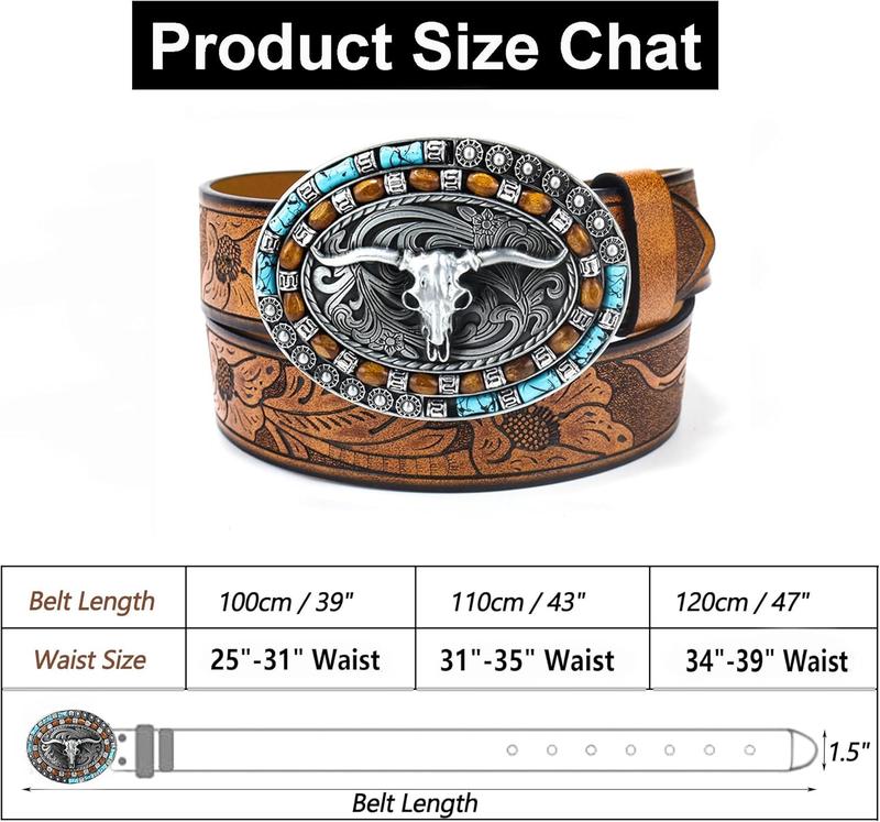 Adjustable Men-Western-Leather-BeltUnisex Vintage Country-Belts For Cowboy Jeans Dresses Ladies Fit for 25-39