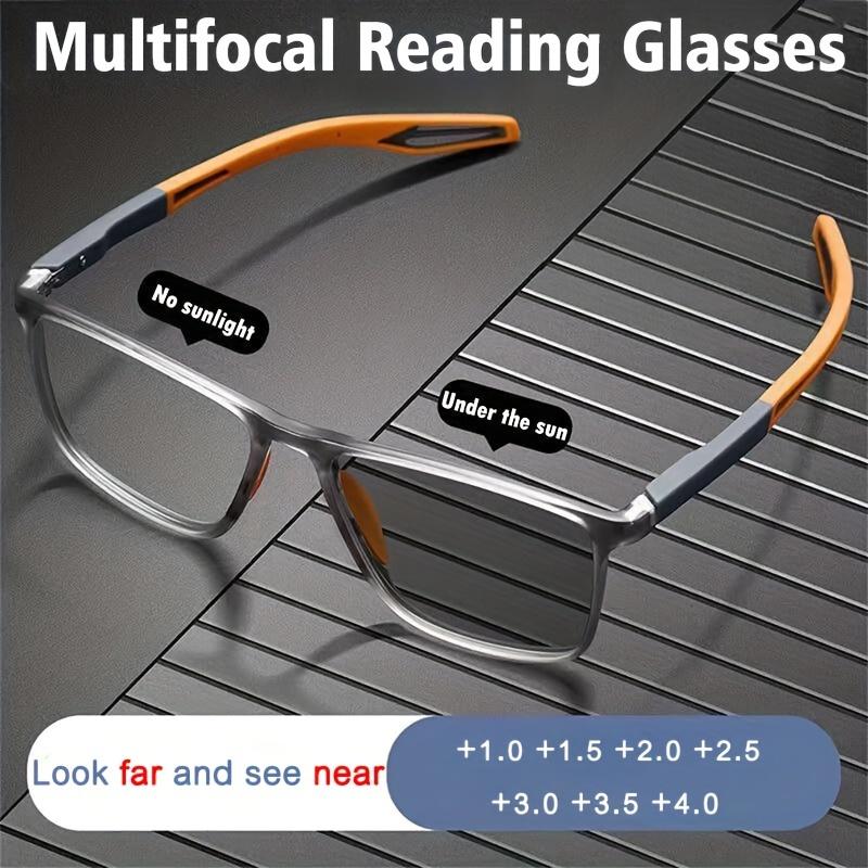 1pc Men's Photochromic Lens Multifocal Glasses, Dual-use Sports Non-slip Glasses +1.0 To +4.0, Ideal choice for Gifts