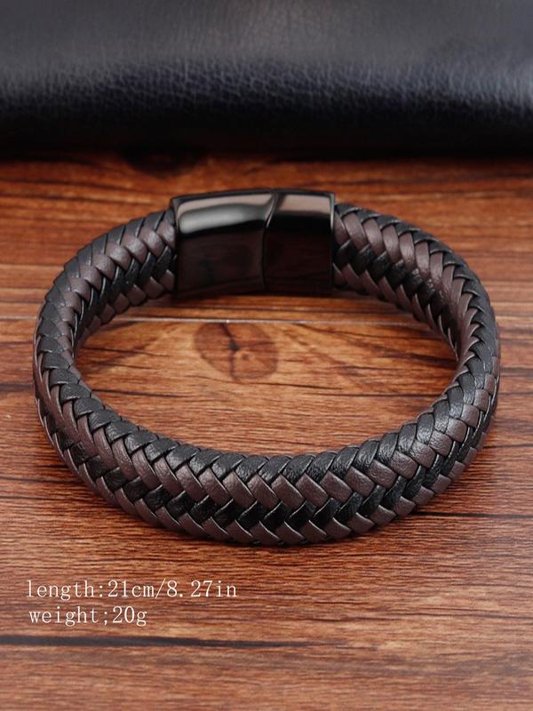 Men's Fashion Plain Pu Leather Multi-layer Woven Bracelet, Fashion Jewelry for Party, Daily Clothing Decor, Trendy All-match & Exquisite Jewelry for Birthday Gift