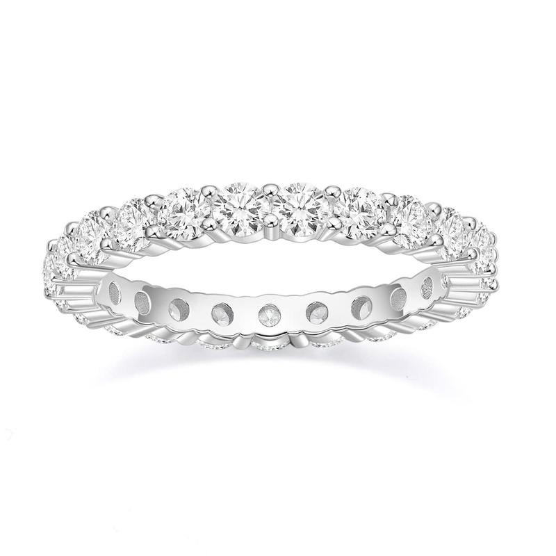 EAMTI 3mm Full Eternity Stackable Wedding Band Engagement Ring For Women