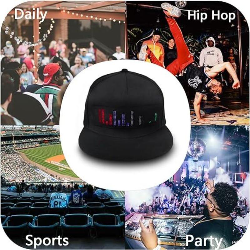 Bluetooth App Controlled LED Rolling Display Hat with Customizable Gif, Picture and Text - 2024 Detachable Led Display Baseball Cap for BlackFriday