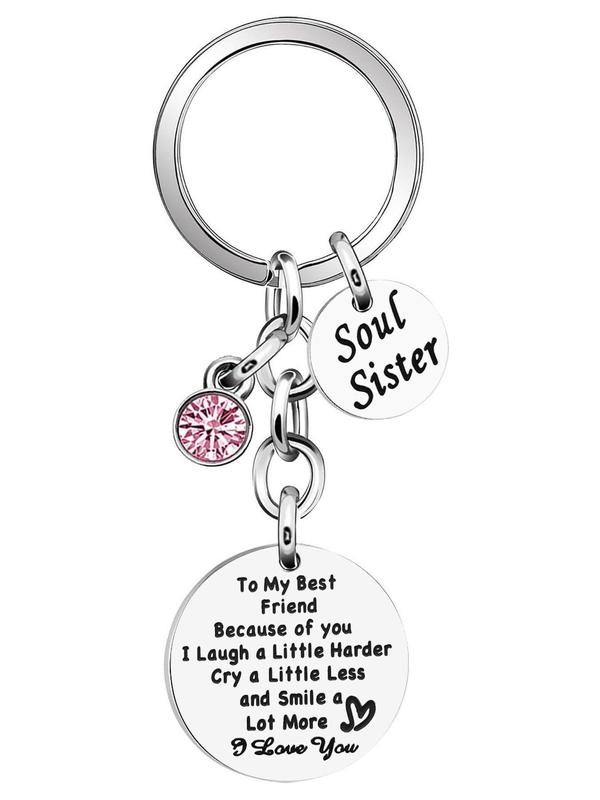 Soul Sister Letter Pattern Keychain, Cute Stainless Steel Keychain for Women & Girls, Fashion Accessories for Daily Use, Birthday and Christmas Gifts