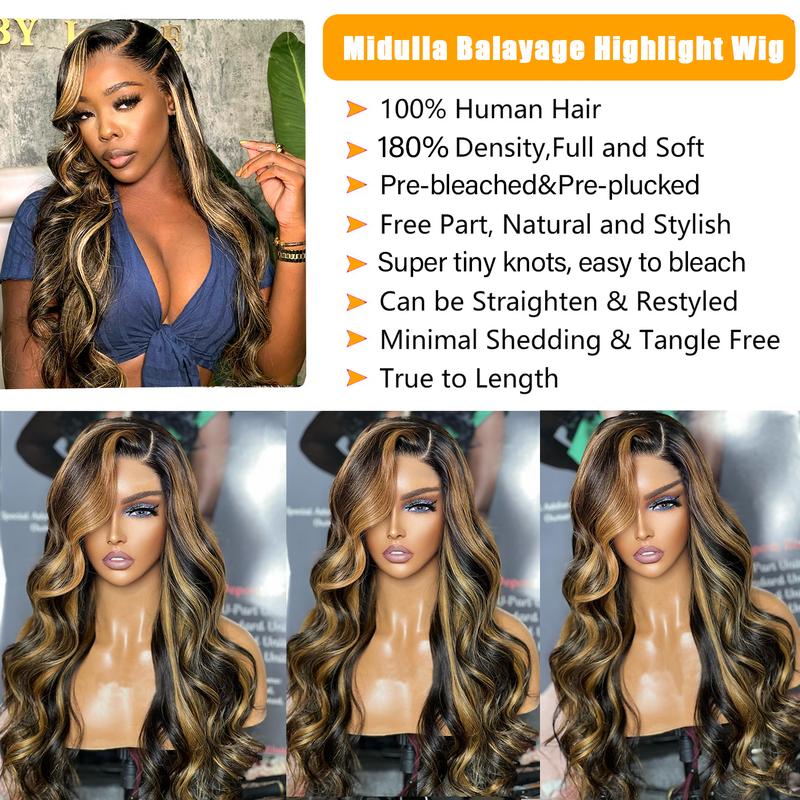 Midulla Lazy Wavy Loose Body Human Hair Wig 250% Density Pre Style 13x4 and 6x4 Pre Cut HD Lace Glueless Wigs Human Hair Ready to Wear Curtain Bangs Lace Front Wig