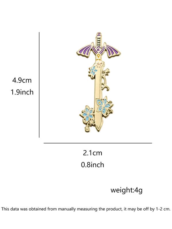 Cute Flower Sword Design Brooch, Fashion Accessories for Women & Men for Daily Clothing Decor, Trendy All-match & Exquisite Brooch for Birthday Gift