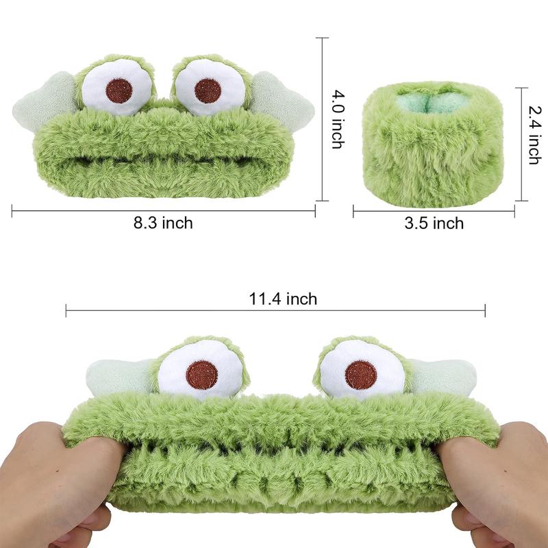 3PCS Spa Set: Cute Frog Headband, Face Wash Band and Wrist Bands