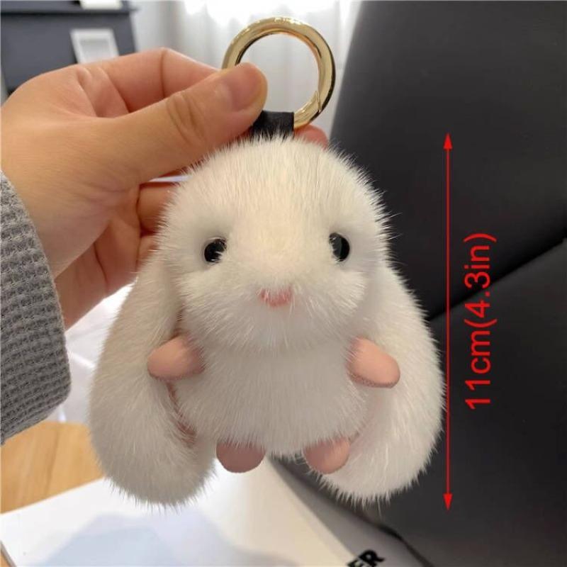 Cute Rabbit Design Plush Keychain, 1 Count Soft & Cute Keychain for Car Keys for Women & Men, Universal Car Interior Decoration Accessories