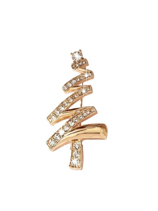 Women's Elegant Christmas Tree Design Brooch, Exquisite Trendy Rhinestone Decorated Brooch, Fashionable Clothes Accessories for Women & Girls