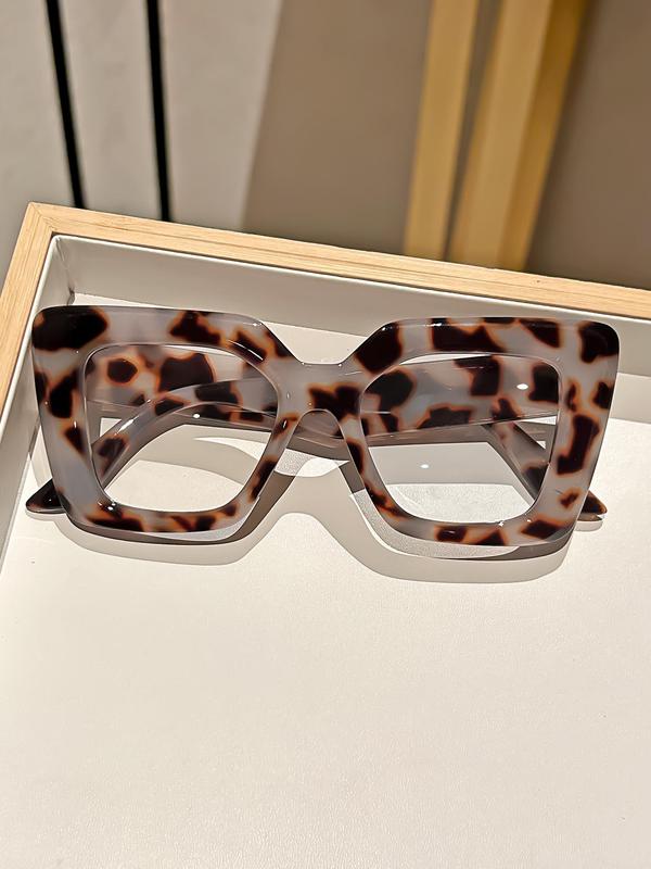 Unisex Vintage Leopard Pattern Eyeglasses, Trendy Casual Eyeglasses for Everyday Use, Fashion Accessories for Outdoor Activities