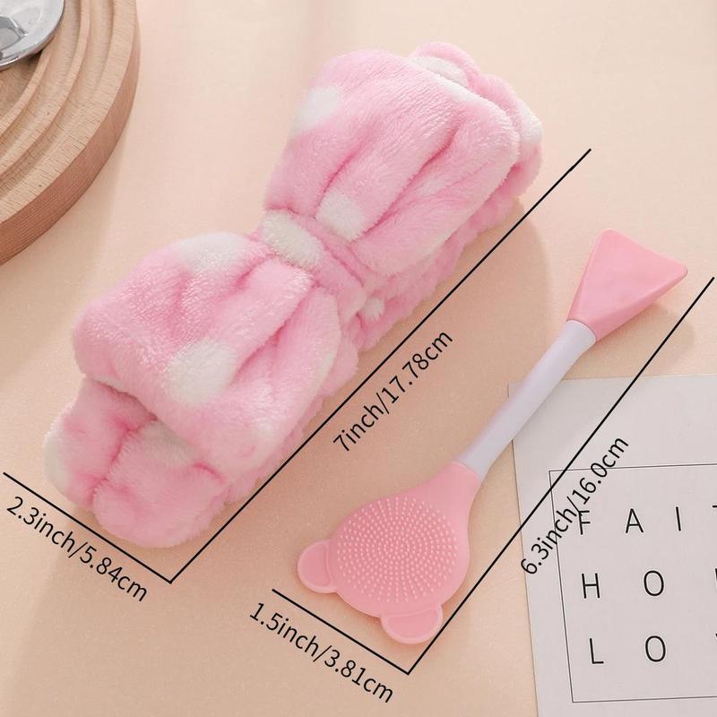 2pcs Makeup Tool Set, Including Makeup Headband & Mask Brush, Fashion Makeup Tools For Women