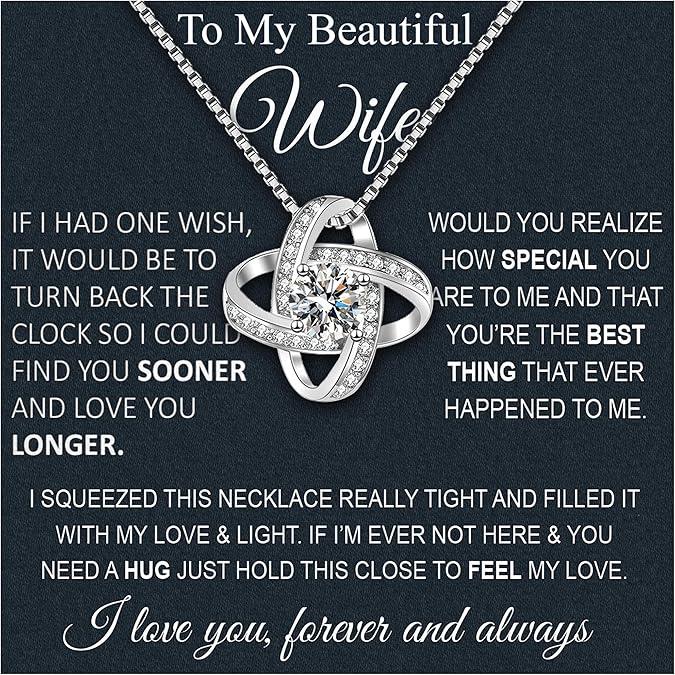 To My Wife Necklace from Husband – Soulmate Necklace for Women, Future Wife Jewelry Gift for Birthday, Christmas, Valentine's Day, or Girlfriend, Includes Message Card & LED Gift Box