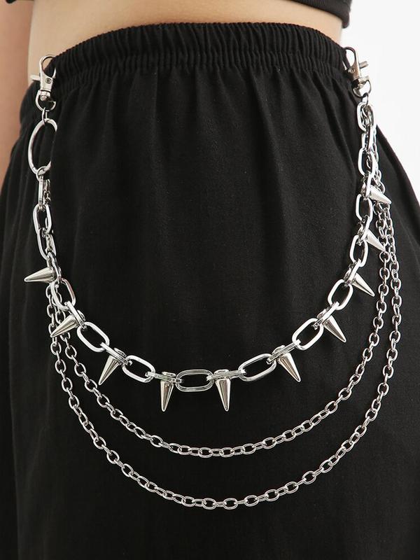 Punk Style Chain Belt, Fashionable Stainless Steel Layered Belt for Women & Men, Trendy All-match & Exquisite Belt for Birthday Gift