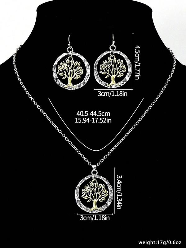 Women's Elegant Tree of Life Design Jewelry Set, 1 Set Including Necklace & Earring Set for Party, Daily Clothing Dating Decor, Trendy All-match & Exquisite Jewelry for Birthday Gift