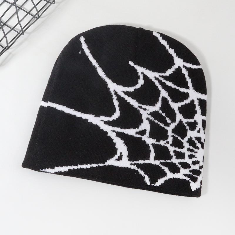 Fashion knitted cap Europe and the United States hat trend new set of head spider net Y2K jacquard men and women hat