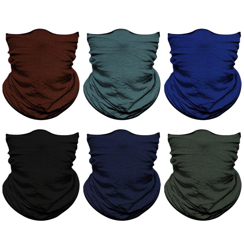 6PCS Neck Gaiter, Solid Color Collection for Men Women Headwear Bandana Head Wrap Face Scarf Mask Cover Warmer Balaclava-Seamless & Versatile