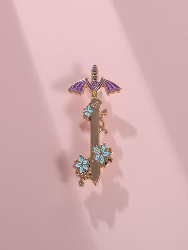 Cute Flower Sword Design Brooch, Fashion Accessories for Women & Men for Daily Clothing Decor, Trendy All-match & Exquisite Brooch for Birthday Gift