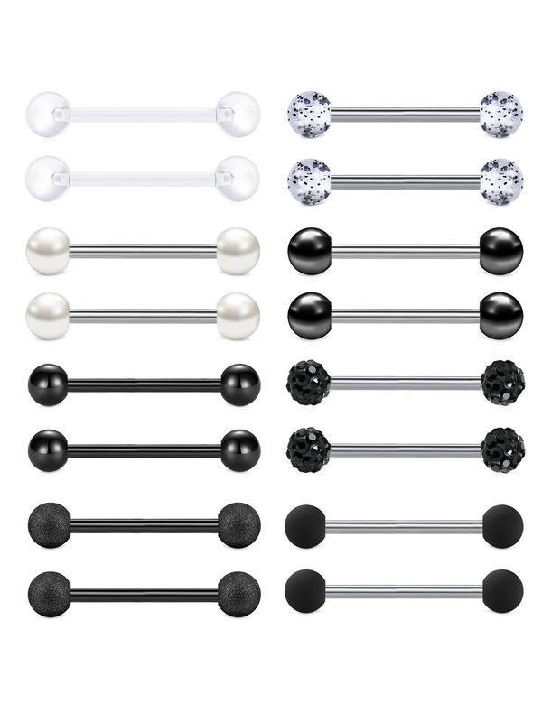 Punk Style Stainless Steel Body Jewelry, 16pcs Body Piercing Accessories for Men & Women for Party, Daily Clothing Decor, Trendy Jewelry for Birthday Gift