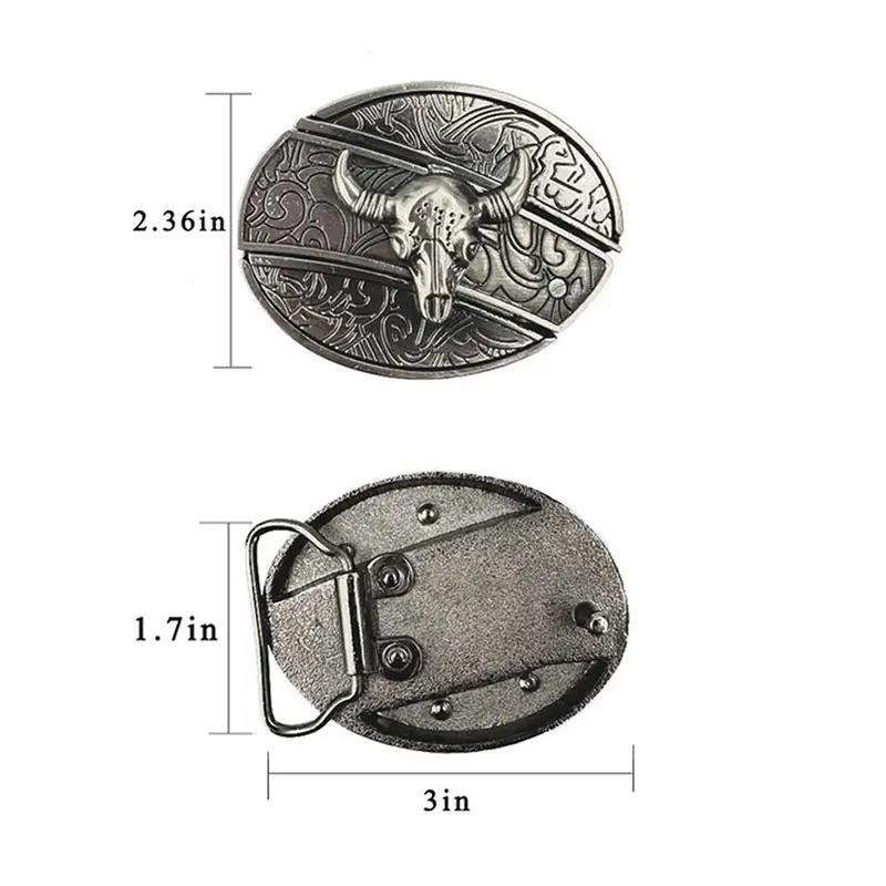 Flying Eagle Belt Buckle (Belt Not Included) Oval Removable Western Fashion Protection Unisex Animal Flag Silver Western Belt Buckle