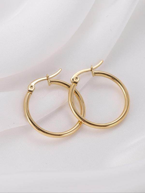 1 Pair Simple Round Hoop Titanium Steel Earrings for Women Men, Temperament Jewelry for Party, Daily Clothing Decor, Minimalist Romantic Aesthetic Jewelry Gift for Him & Her