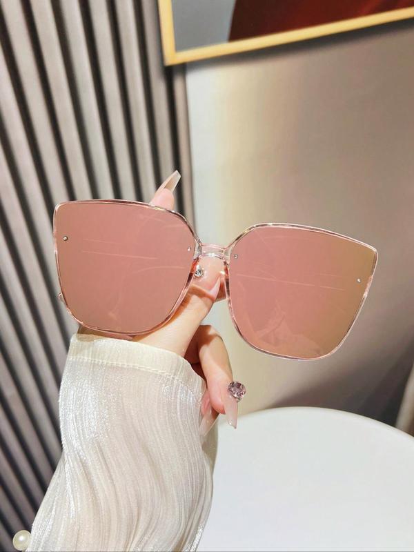 Unisex Vintage Cat Eye Frame Sunglasses, Trendy Casual Oversized Sunglasses for Everyday Use, Fashion Accessories for Outdoor Activities