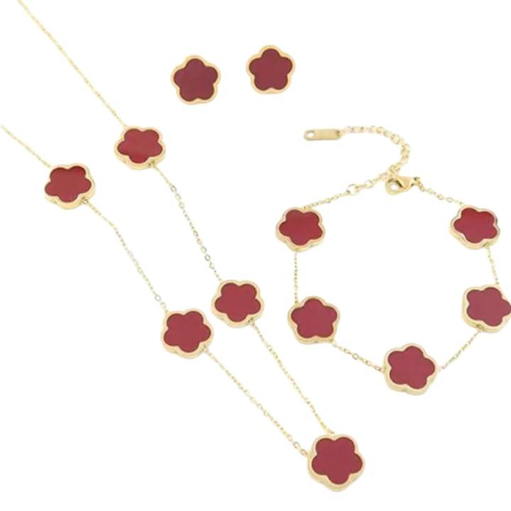 3 Pcs set Elegant Flower Design Vintage Jewelry Set, Including Stud Earrings, Charm Necklace &Matching Bracelet, Fashion Cool Female Accessories As Mother's Day Gift For Women