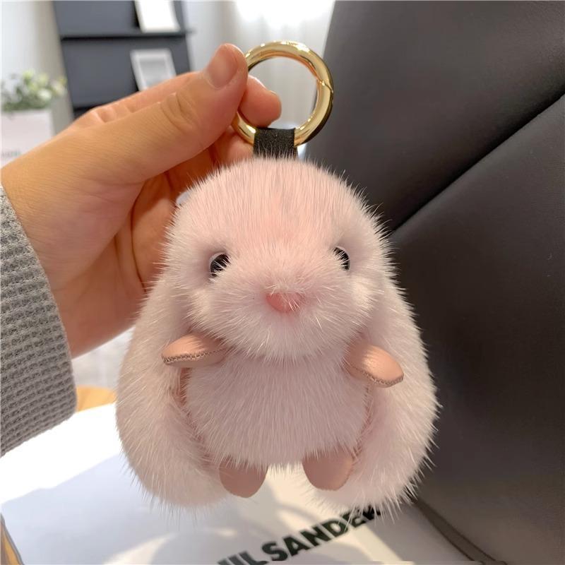 Cute Rabbit Design Plush Keychain, 1 Count Soft & Cute Keychain for Car Keys for Women & Men, Universal Car Interior Decoration Accessories