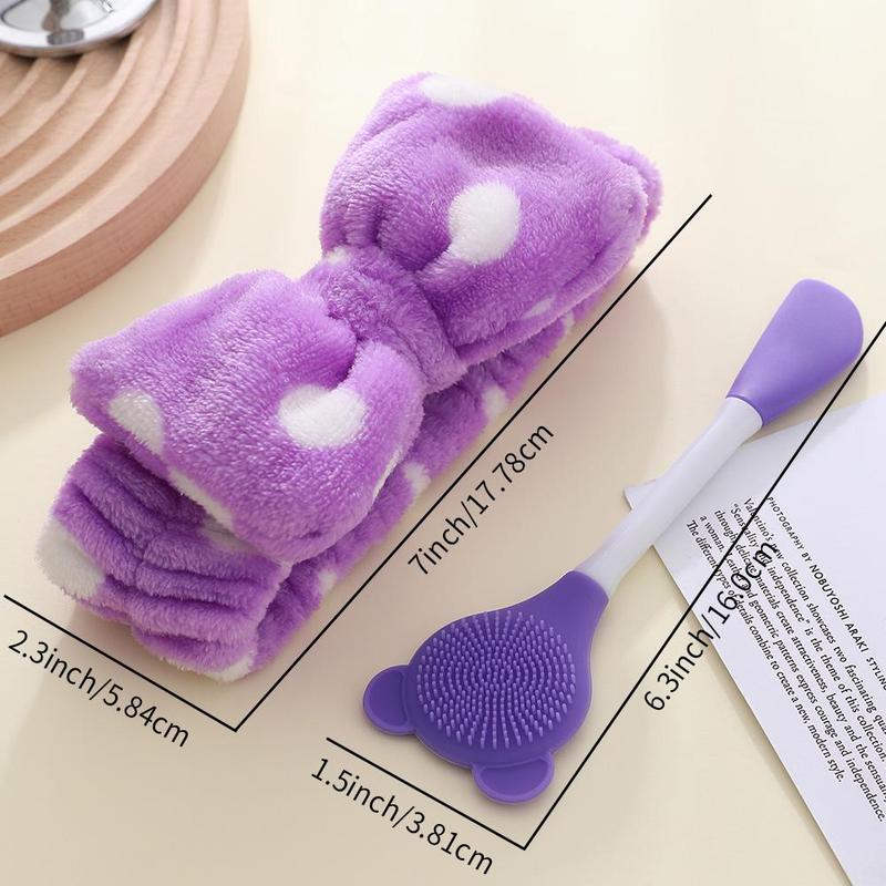 2pcs Makeup Tool Set, Including Makeup Headband & Mask Brush, Fashion Makeup Tools For Women