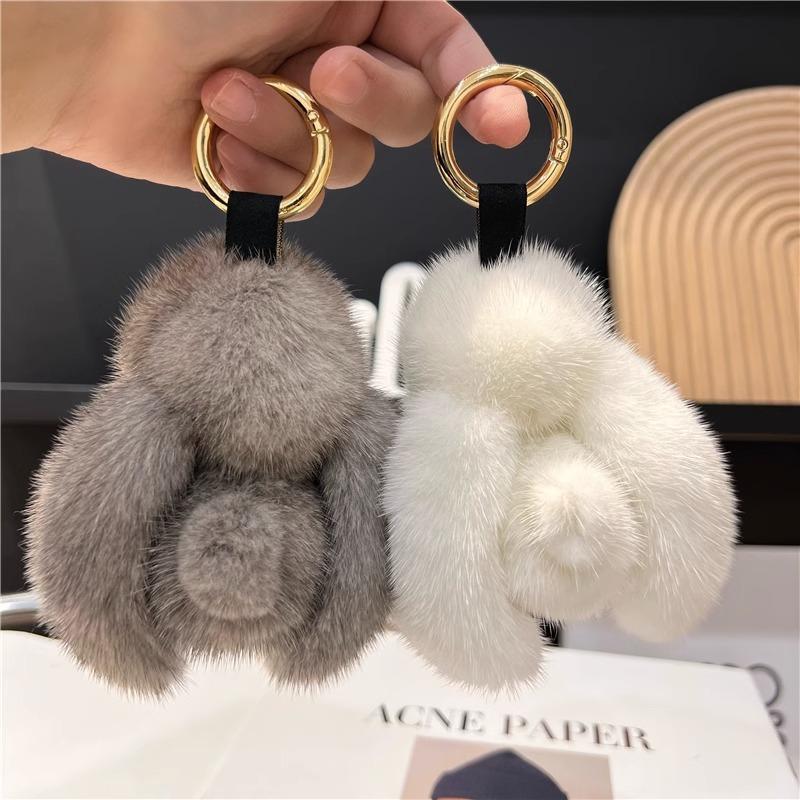 Cute Rabbit Design Plush Keychain, 1 Count Soft & Cute Keychain for Car Keys for Women & Men, Universal Car Interior Decoration Accessories