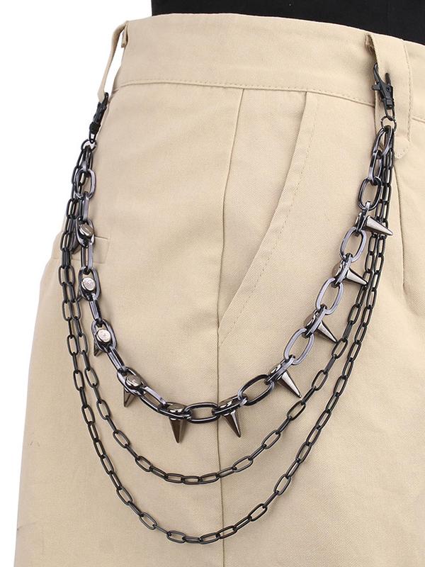 Punk Style Chain Belt, Fashionable Stainless Steel Layered Belt for Women & Men, Trendy All-match & Exquisite Belt for Birthday Gift