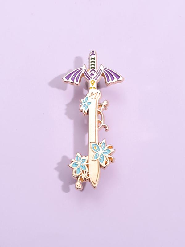 Cute Flower Sword Design Brooch, Fashion Accessories for Women & Men for Daily Clothing Decor, Trendy All-match & Exquisite Brooch for Birthday Gift