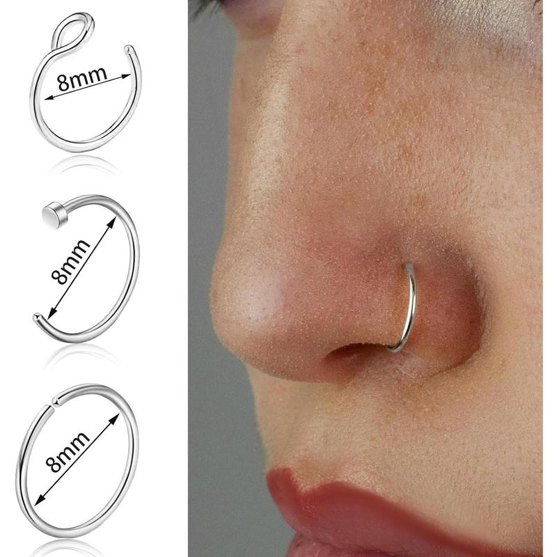 20G Gold Nose Rings Studs Set Surgical Steel Hypoallergenic CZ L Shaped Nose Studs for Women Men TikTok Jewelry