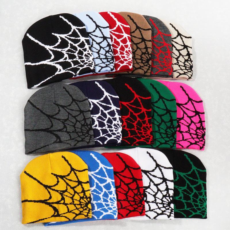 Fashion knitted cap Europe and the United States hat trend new set of head spider net Y2K jacquard men and women hat