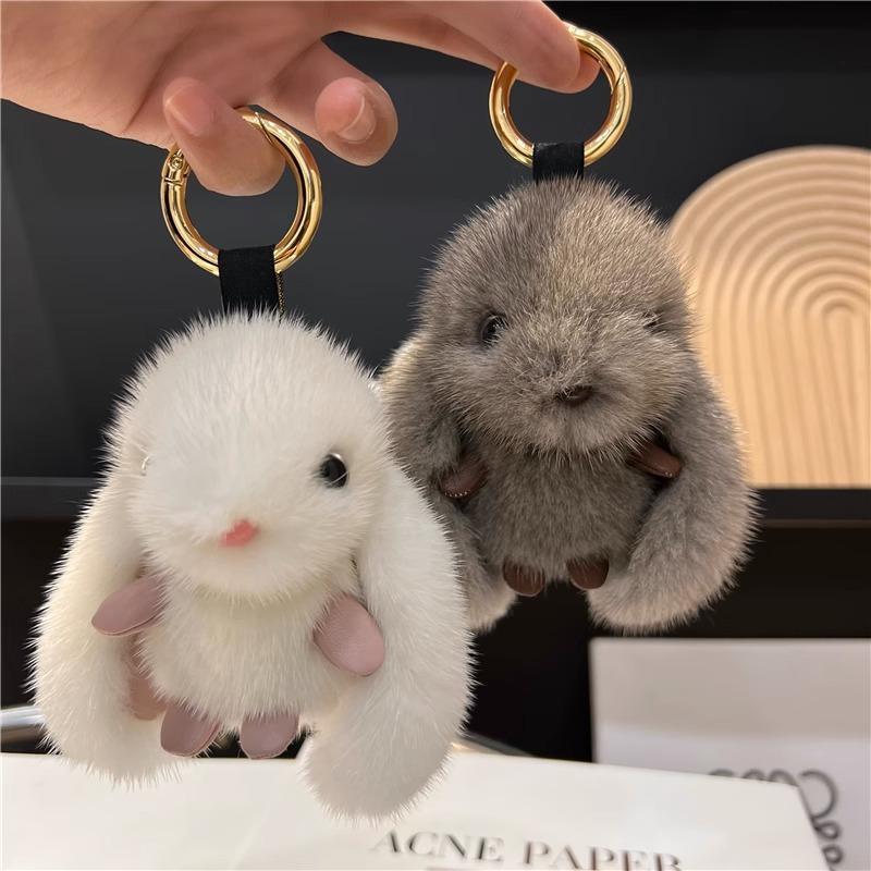 Cute Rabbit Design Plush Keychain, 1 Count Soft & Cute Keychain for Car Keys for Women & Men, Universal Car Interior Decoration Accessories