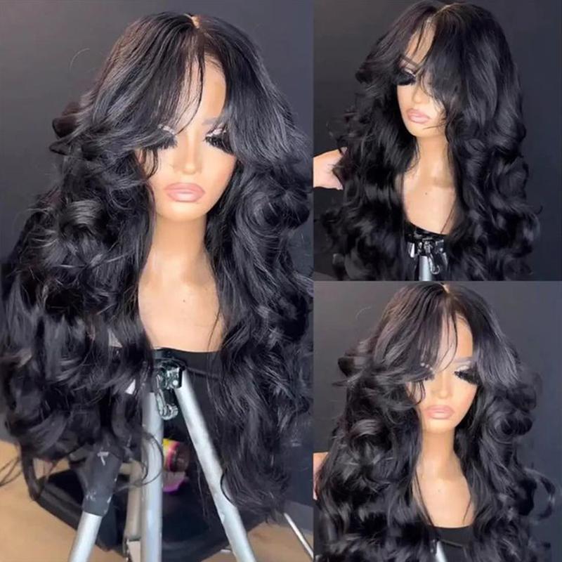 Midulla Lazy Wavy Loose Body Human Hair Wig 250% Density Pre Style 13x4 and 6x4 Pre Cut HD Lace Glueless Wigs Human Hair Ready to Wear Curtain Bangs Lace Front Wig